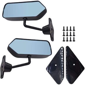 Universal F1 Style Side Mirrors Glossy Black Rear View Mirror with Blue Glass