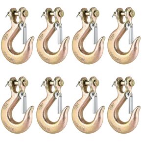 8 Packs 5/16 Inch Clevis Slip Hooks with Safety Latch, 4400 Lbs Capacity G70 Forged Steel Heavy Duty Clevis Slip Chain Hook Grab Tow Hook for Truck Trailer Transport