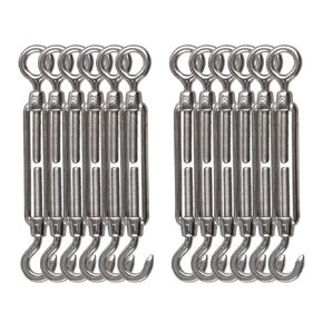 M4 Turnbuckle Hook and Eye 304 Stainless Steel Wire Rope Tensioner, 12Pcs