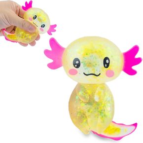 Squishy Stress Glitter Axolotl Toy for Kids Adults, Sugar Balls - Syrup Molasses Thick Glue/Gel Stretch Ball - Ultra Squishy and Moldable Slow Rise Relaxing Sensory Fidget Stress Toy