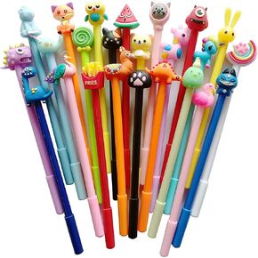 sencoo 24 pack Cute Cartoon Gel Blue Ink Pens Assorted Style Writing Pens for Kiddie Birthday Present School Prize Student Gift Fun Girls Kiddie Pens (blue)