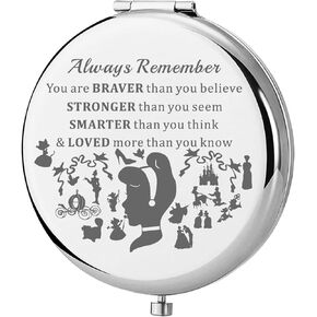 KEYCHIN Princess Cinderella Pocket Fairy Tale Fans Gifts You are Braver Stronger Smarter Than You Think Compact Mirror for Women Girls (Princess Cinderella)