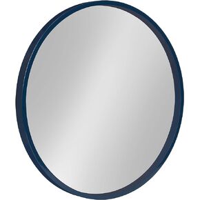 Kate and Laurel Travis Round Wood Wall Mirror, 21.6" Diameter, Navy Blue, Modern Wall Décor Accent