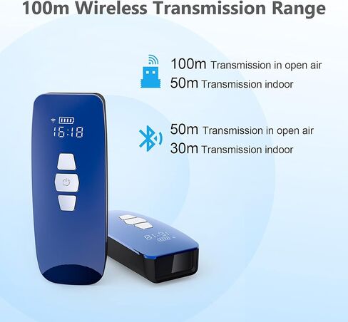 ماسح الباركود اللاسلكي من NADAMOO، ماسح ضوئي لقارئ الباركود CCD، قارئ باركود محمول متوافق مع بلوتوث 2.4 جيجا، مسح لاسلكي وسلكي يعمل مع Windows Tablet iPhone iPad Android iOS Competer in Kuwait