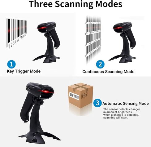 ماسح الباركود اللاسلكي 2D QR مع حامل 2.4 جيجا هرتز وقارئ الباركود السلكي USB ماسح الباركود للمتجر والسوبر ماركت والمستودعات in Saudi Arabia