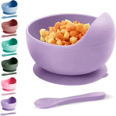 Baby Bowls With Suction BPA Free Suction Bowls For Toddlers Easy to Wash Suction Bowls For Baby And Silicone Baby Spoon Enjoyable Design Baby Suction Bowls First Food Baby Suction Plate Bowl in Saudi Arabia