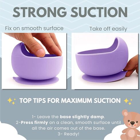 Baby Bowls With Suction BPA Free Suction Bowls For Toddlers Easy to Wash Suction Bowls For Baby And Silicone Baby Spoon Enjoyable Design Baby Suction Bowls First Food Baby Suction Plate Bowl in Saudi Arabia