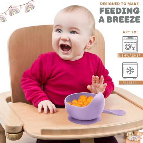 Baby Bowls With Suction BPA Free Suction Bowls For Toddlers Easy to Wash Suction Bowls For Baby And Silicone Baby Spoon Enjoyable Design Baby Suction Bowls First Food Baby Suction Plate Bowl in Saudi Arabia