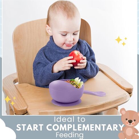 Baby Bowls With Suction BPA Free Suction Bowls For Toddlers Easy to Wash Suction Bowls For Baby And Silicone Baby Spoon Enjoyable Design Baby Suction Bowls First Food Baby Suction Plate Bowl in Saudi Arabia