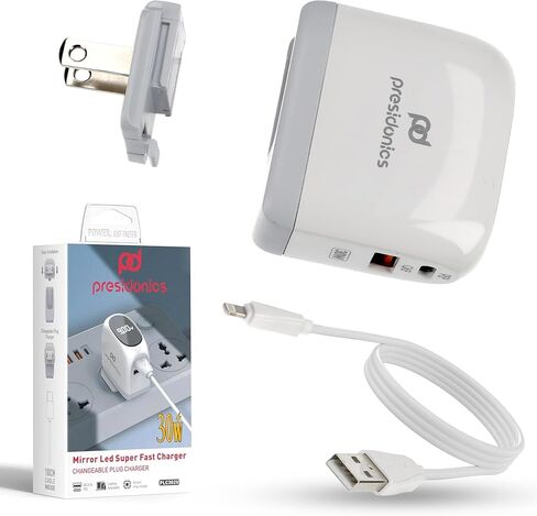 شاحن حائط USB C فائق السرعة 30 وات - شاحن عرض رقمي USB C وUSB A، كتلة شاحن مزدوجة لهاتف iPhone 15 Pro Max/14/13، Galaxy S23/24 Ultra، شاحن قابس عالمي. in Saudi Arabia