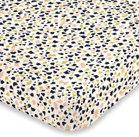 NoJo Terrazzo Peach, Grey & Ivory Fitted Super Soft Crib Sheet, Charcoal, Grey, Ivory, Peach in Saudi Arabia