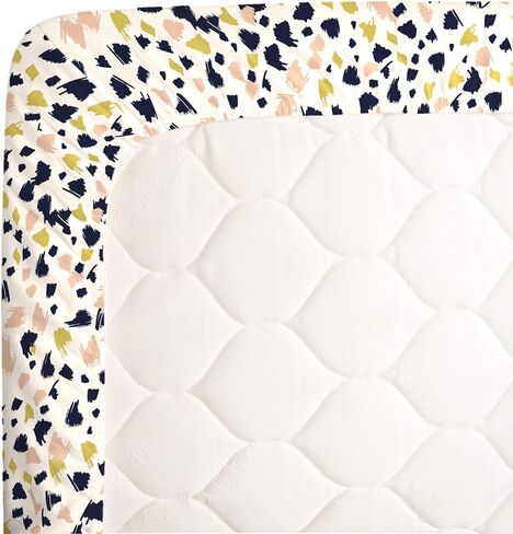 NoJo Terrazzo Peach, Grey & Ivory Fitted Super Soft Crib Sheet, Charcoal, Grey, Ivory, Peach in Saudi Arabia