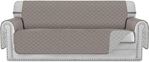 Sofa Cover Couch Cover - Reversible Furniture Protector for 3 Seat Cushion Couch - Water Resistant Sofa Covers with Foam Sticks Elastic Straps for Dogs Pets Kids (Gray) in Saudi Arabia