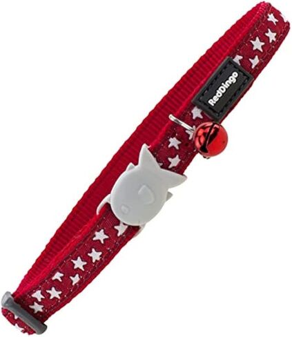 Red Dingo Deisgner Cat Collar, White Stars on Red 12mm x (20-32cm) in Saudi Arabia
