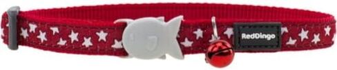 Red Dingo Deisgner Cat Collar, White Stars on Red 12mm x (20-32cm) in Saudi Arabia