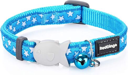 Red Dingo Deisgner Cat Collar, White Stars on Red 12mm x (20-32cm) in Saudi Arabia