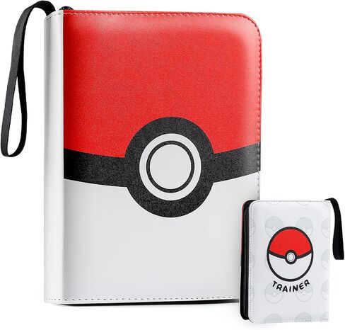 4 Pocket Card Binder, Waterproof Trading Card Binder, 400 Pockets, Double Sided, PU Leather Card Binder, Zipper Collector Card Album for MTG, TCG, Sports Cards in Saudi Arabia