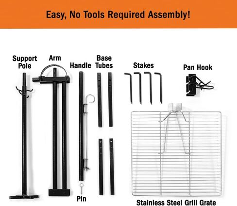 تتميز شواية التخييم BuzzyGrill بشبكة من الفولاذ المقاوم للصدأ وتتضمن خطافًا لتجهيزات المطابخ من الحديد الزهر in Kuwait