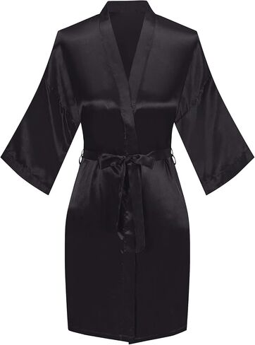 Women's Bridal and Bridesmaid Shower Bathrobe Kimono Silky Nightgown Satin Bathrobes Dressing Gown in Saudi Arabia