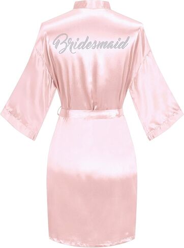 Women's Bridal and Bridesmaid Shower Bathrobe Kimono Silky Nightgown Satin Bathrobes Dressing Gown in Saudi Arabia