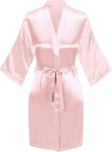 Women's Bridal and Bridesmaid Shower Bathrobe Kimono Silky Nightgown Satin Bathrobes Dressing Gown in Saudi Arabia