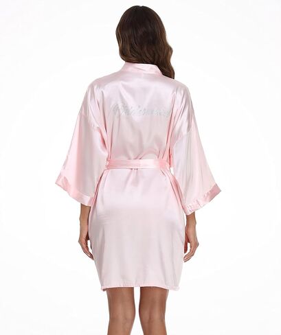 Women's Bridal and Bridesmaid Shower Bathrobe Kimono Silky Nightgown Satin Bathrobes Dressing Gown in Saudi Arabia
