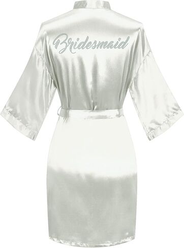Women's Bridal and Bridesmaid Shower Bathrobe Kimono Silky Nightgown Satin Bathrobes Dressing Gown in Saudi Arabia