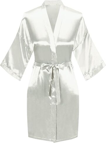 Women's Bridal and Bridesmaid Shower Bathrobe Kimono Silky Nightgown Satin Bathrobes Dressing Gown in Saudi Arabia