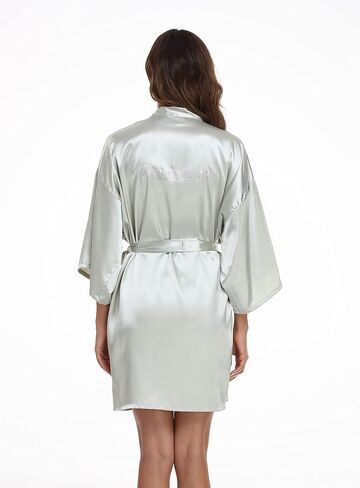 Women's Bridal and Bridesmaid Shower Bathrobe Kimono Silky Nightgown Satin Bathrobes Dressing Gown in Saudi Arabia