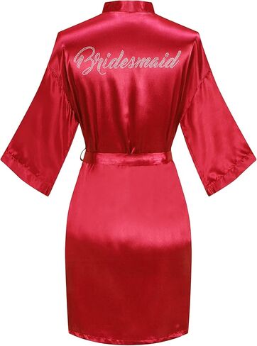Women's Bridal and Bridesmaid Shower Bathrobe Kimono Silky Nightgown Satin Bathrobes Dressing Gown in Saudi Arabia