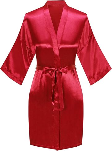 Women's Bridal and Bridesmaid Shower Bathrobe Kimono Silky Nightgown Satin Bathrobes Dressing Gown in Saudi Arabia
