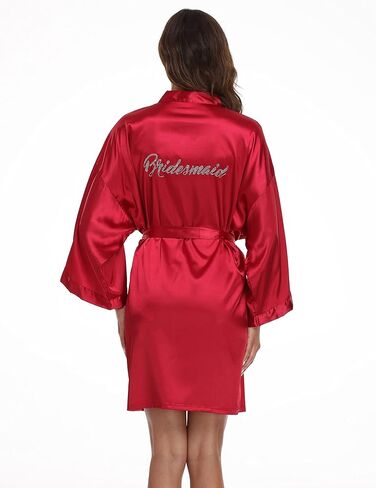 Women's Bridal and Bridesmaid Shower Bathrobe Kimono Silky Nightgown Satin Bathrobes Dressing Gown in Saudi Arabia