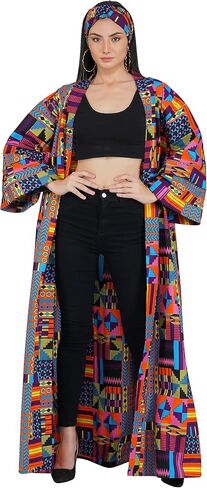 Long Kimono For Women African Print Kimonos Dusters Cardigan Dress Boho Kaftan Formal Dresses Afrocentric Attire Wear in Saudi Arabia