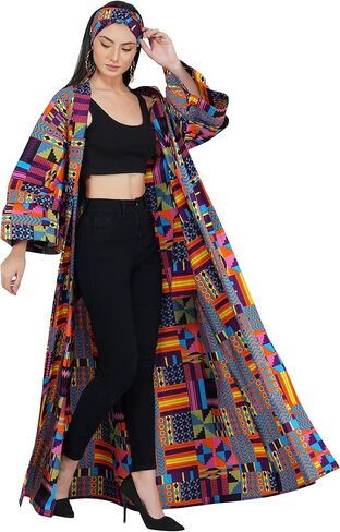Long Kimono For Women African Print Kimonos Dusters Cardigan Dress Boho Kaftan Formal Dresses Afrocentric Attire Wear in Saudi Arabia