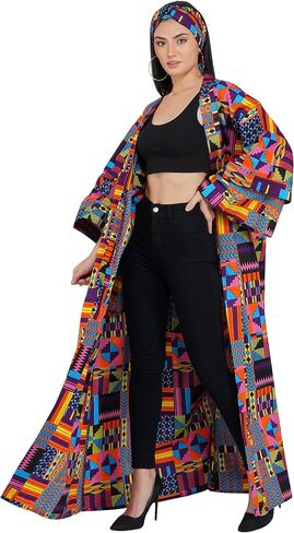 Long Kimono For Women African Print Kimonos Dusters Cardigan Dress Boho Kaftan Formal Dresses Afrocentric Attire Wear in Saudi Arabia