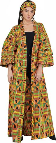 Long Kimono For Women African Print Kimonos Dusters Cardigan Dress Boho Kaftan Formal Dresses Afrocentric Attire Wear in Kuwait