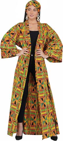 Long Kimono For Women African Print Kimonos Dusters Cardigan Dress Boho Kaftan Formal Dresses Afrocentric Attire Wear in Kuwait
