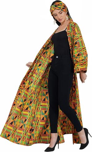 Long Kimono For Women African Print Kimonos Dusters Cardigan Dress Boho Kaftan Formal Dresses Afrocentric Attire Wear in Kuwait