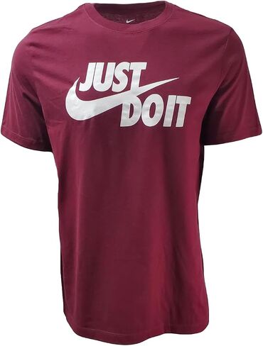 Nike Men's Sportswear Tee Just Do It Swoosh (Large, Burgundy/White) in Saudi Arabia