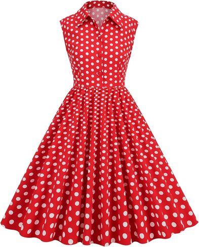 1950s Dresses for Women Vintage Elegant Short Puff Sleeve Polka Dot Patchwork Knee Length Cocktail Party Dress in Saudi Arabia
