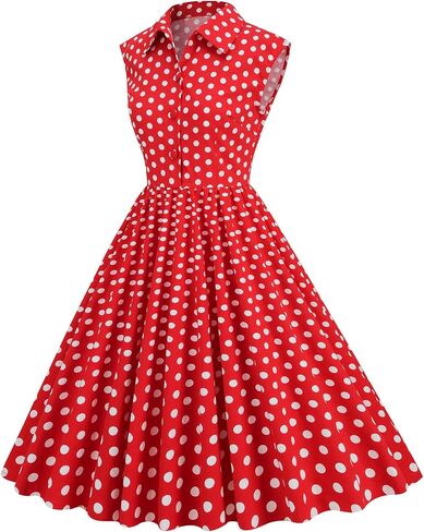 1950s Dresses for Women Vintage Elegant Short Puff Sleeve Polka Dot Patchwork Knee Length Cocktail Party Dress in Saudi Arabia