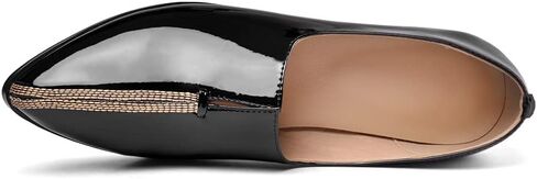 TinaCus Women's Patent Leather Pointed Toe Handmade Stitches Low Chunky Heels Stylish Loafer Shoes in Saudi Arabia
