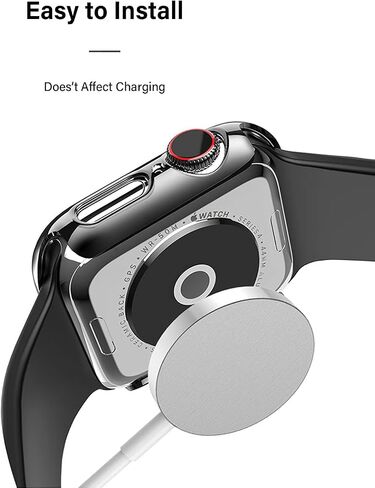 2 Pack Cases with Screen Protector for Apple Watch Series 6 SE Series 5 Series 4 40mm, Shiny Hard Protective Snap on Cover (Gold+Silver) in Saudi Arabia