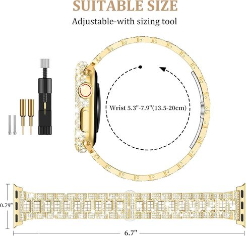 Mosonio Compatible with Bling Apple Watch Band Women 40mm 44mm 41mm 45mm with Shiny Metal Case, Full Sparking Luxury Diamond Bands and Cover Set, Cute Charming Strap for iWatch SE Series 9/8/7/6/5/4 in Saudi Arabia