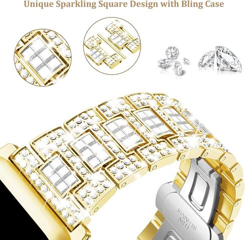 Mosonio Compatible with Bling Apple Watch Band Women 40mm 44mm 41mm 45mm with Shiny Metal Case, Full Sparking Luxury Diamond Bands and Cover Set, Cute Charming Strap for iWatch SE Series 9/8/7/6/5/4 in Saudi Arabia