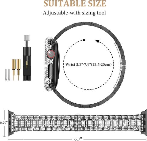 Mosonio Compatible with Bling Apple Watch Band Women 40mm 44mm 41mm 45mm with Shiny Metal Case, Full Sparking Luxury Diamond Bands and Cover Set, Cute Charming Strap for iWatch SE Series 9/8/7/6/5/4 in Saudi Arabia