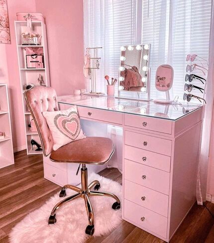 مرآة مكياج فانيتي هوليوود ثلاثية الألوان XL من إيمبيشنز مع 12 لمبة LED، مرآة تزيين مع دوران 360 درجة (أبيض) in Kuwait