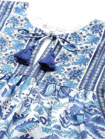 Women's Floral Cotton Top for Summer, Cotton, Round Neck, 3/4 Sleeves, Loose Fit Casual Summer Blouse Tunic Top in Saudi Arabia