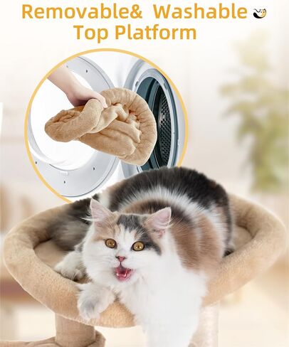 Cat Tree Tower for Indoor Small Cats with Condo and Deep Hammock, Cat Tower with Nature Sisal Scratching Post & Hanging Balls for Kittens - Beige in Saudi Arabia