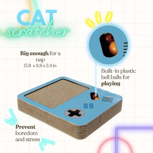 DK Cat Scratcher، وحدة تحكم للخدش لألعاب الفيديو الرجعية، وسادة خدش وصندوق من الورق المقوى للقطط الداخلية، ملحقات القطط المضحكة in Saudi Arabia